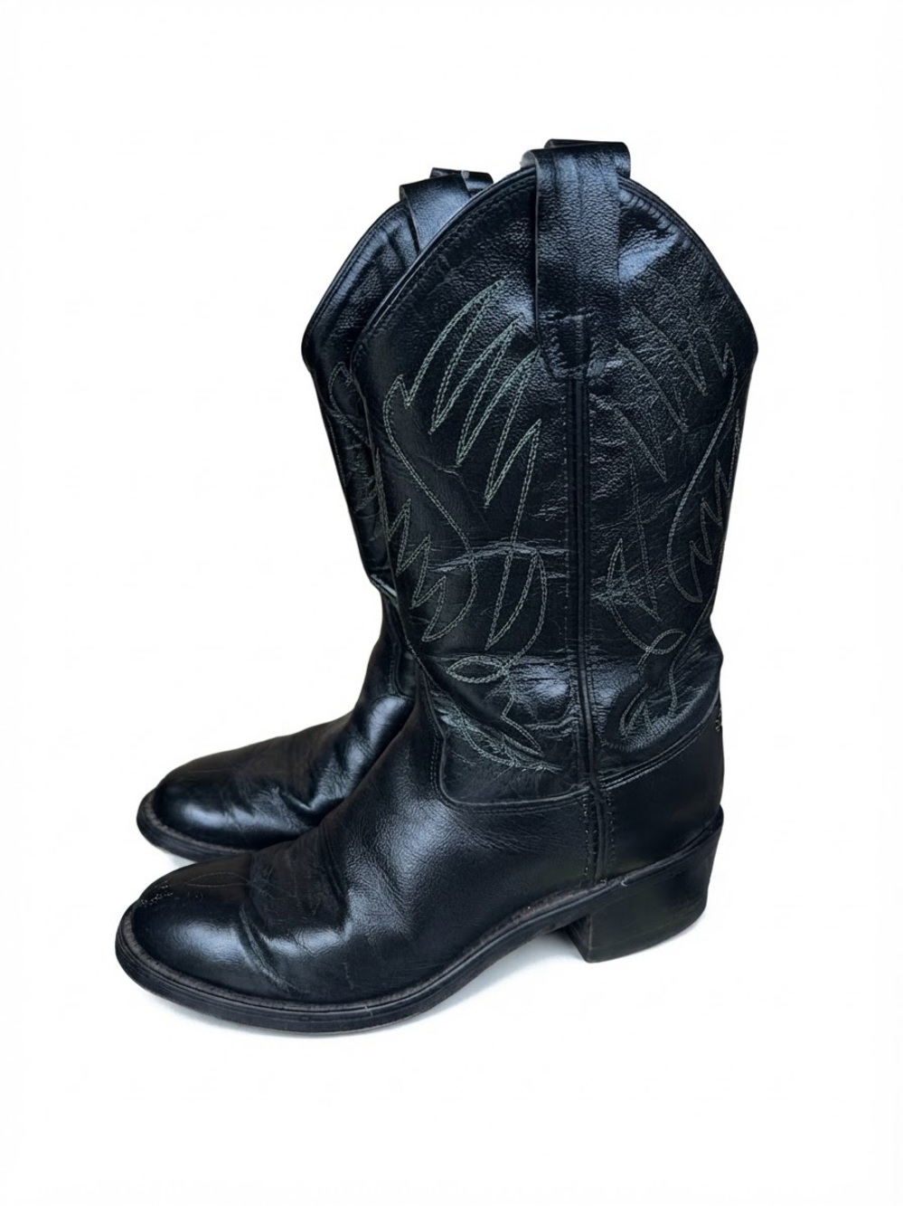 Classic Black Leather youth Western Boots